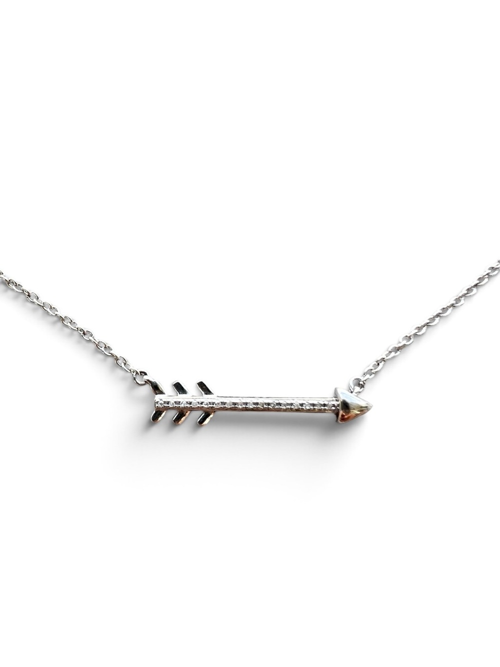 Sterling Silver Natural Diamond Arrow Pendant Necklace